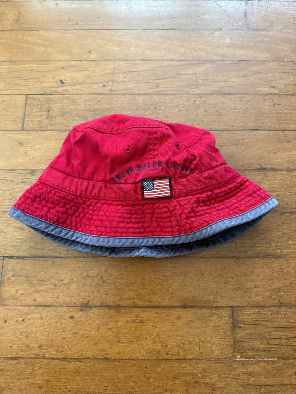 Vintage Chaps Ralph Lauren Red and Denim Bucket Hat